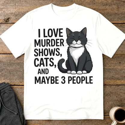 Murder Shows & Cat Attitude T-Shirt - White