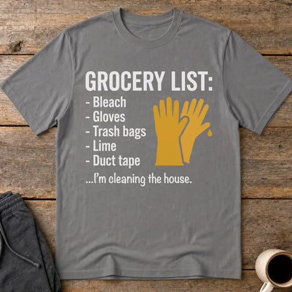 Grocery List Crime Humor T-Shirt - Charcoal