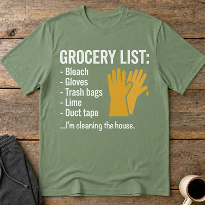 Grocery List Crime Humor T-Shirt - Military Green