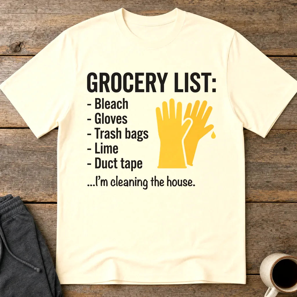 Grocery List Crime Humor T-Shirt - Natural