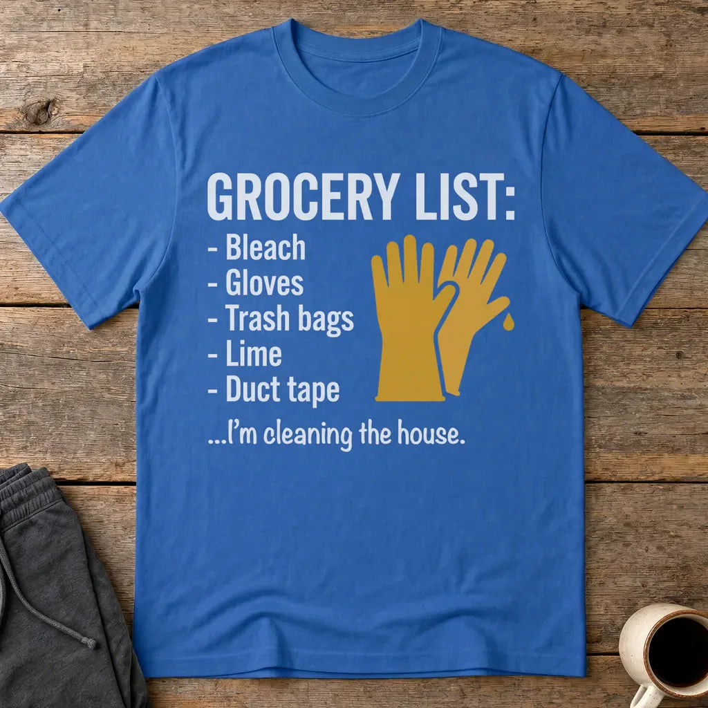 Grocery List Crime Humor T-Shirt - Royal