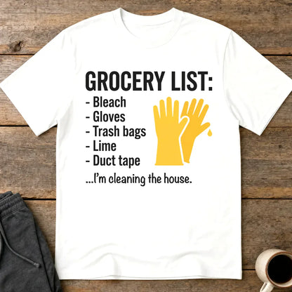 Grocery List Crime Humor T-Shirt - White