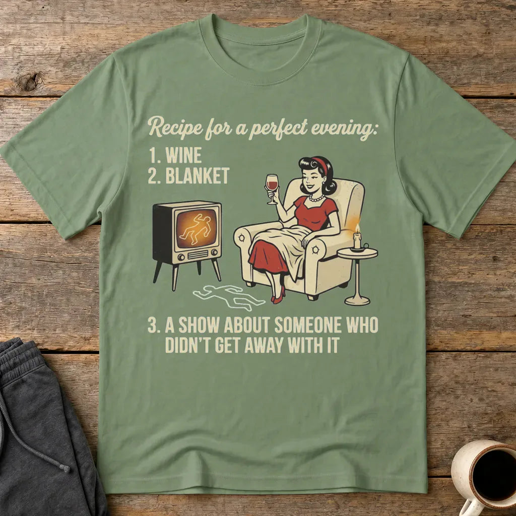 Perfect True Crime Evening T-Shirt - Military Green