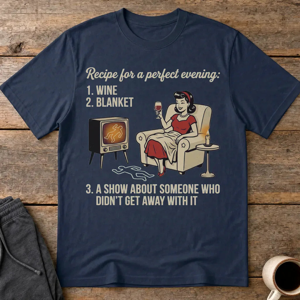 Perfect True Crime Evening T-Shirt - Navy