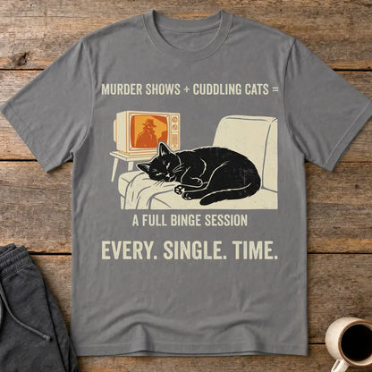 Murder Shows and Cuddly Cats T-Shirt - Charcoal