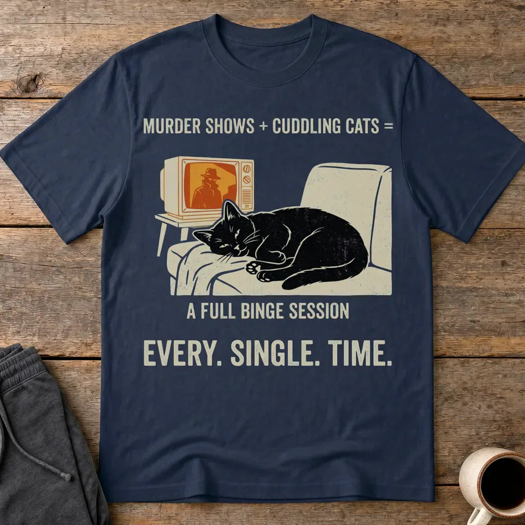 Murder Shows and Cuddly Cats T-Shirt - Navy
