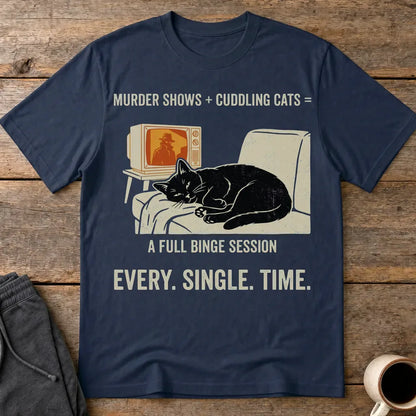 Murder Shows and Cuddly Cats T-Shirt - Navy