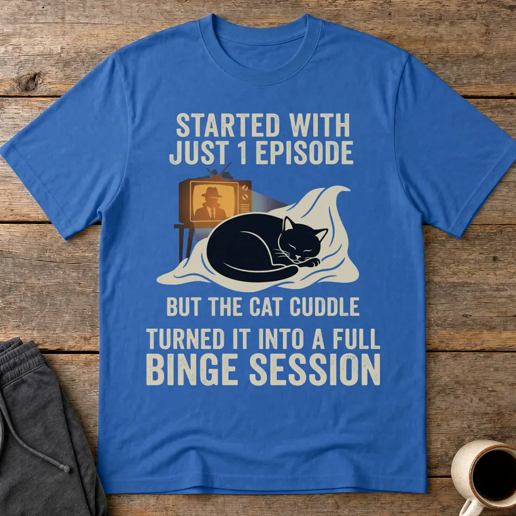 Cat Cuddle Binge Session T-Shirt - Royal