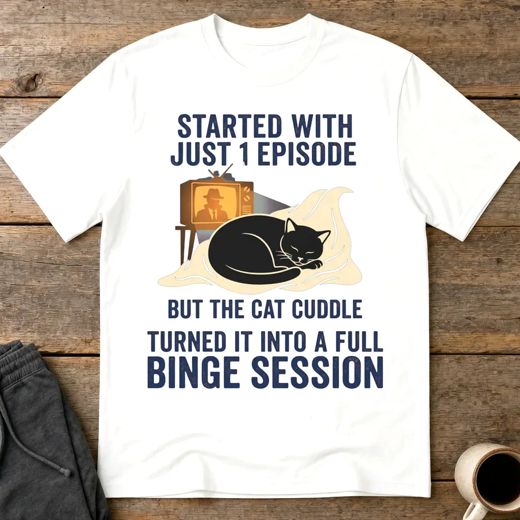 Cat Cuddle Binge Session T-Shirt - White