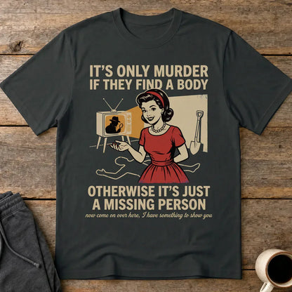 Retro Dark Humor Detective Twist T-Shirt - Black