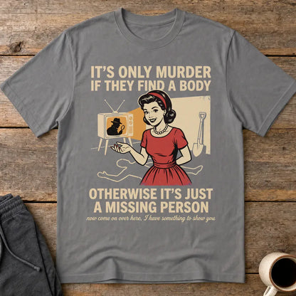 Retro Dark Humor Detective Twist T-Shirt - Charcoal