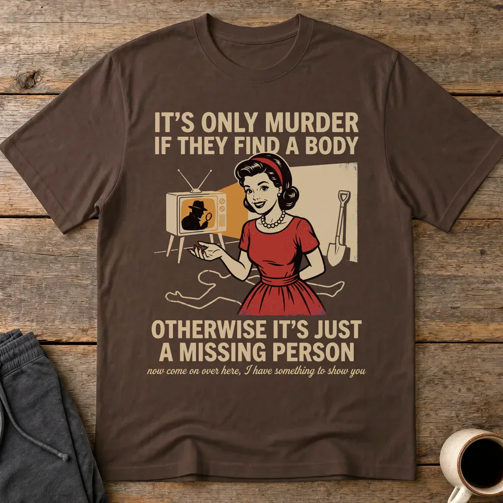 Retro Dark Humor Detective Twist T-Shirt - Dark Chocolate
