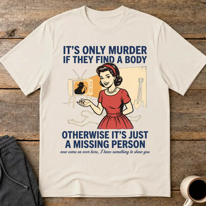 Retro Dark Humor Detective Twist T-Shirt - Ice Grey