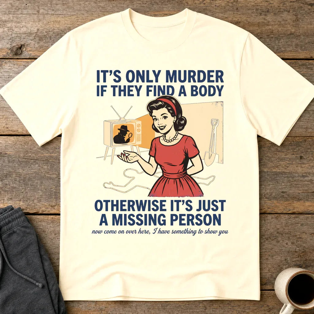 Retro Dark Humor Detective Twist T-Shirt - Natural