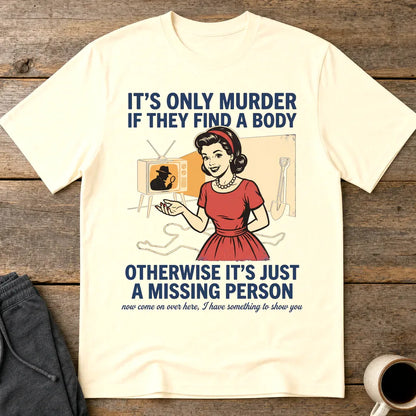 Retro Dark Humor Detective Twist T-Shirt - Natural