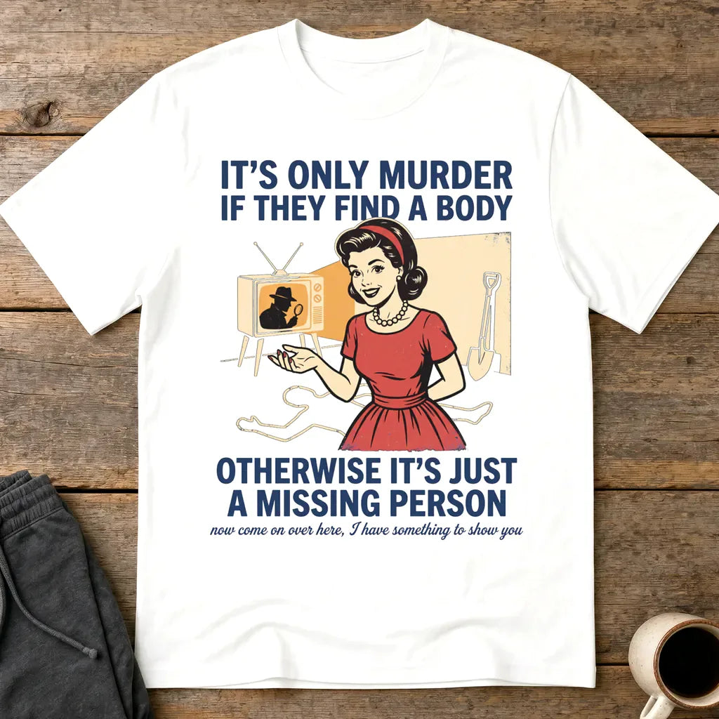 Retro Dark Humor Detective Twist T-Shirt - White