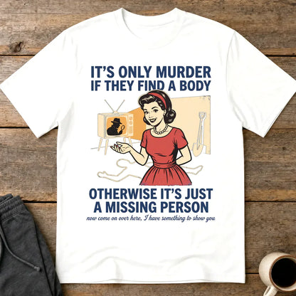 Retro Dark Humor Detective Twist T-Shirt - White