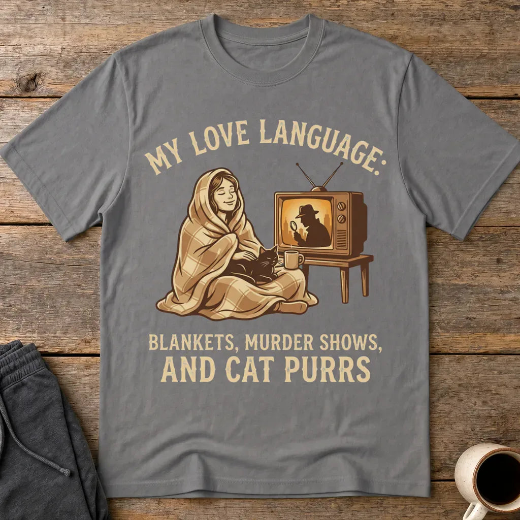 Cozy Murder Show Cat Lover T-Shirt - Charcoal