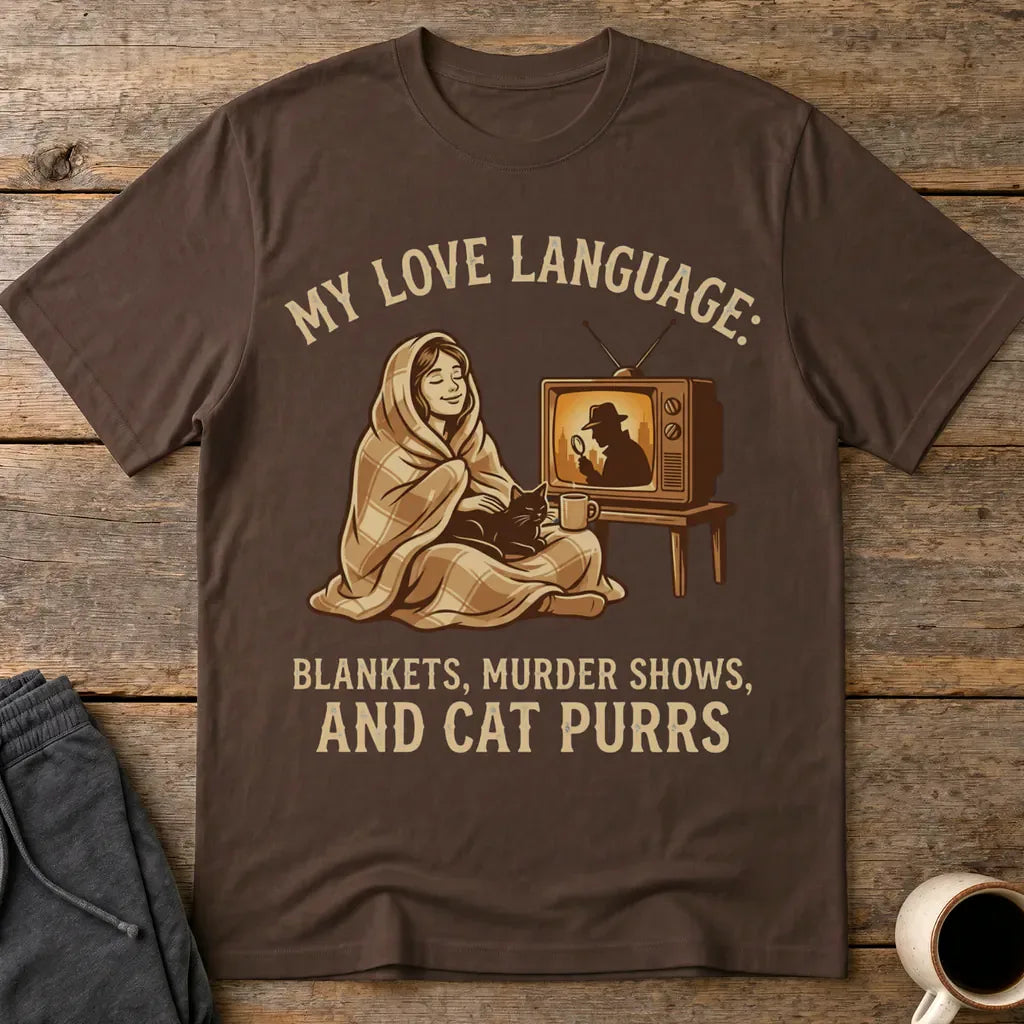 Cozy Murder Show Cat Lover T-Shirt - Dark Chocolate