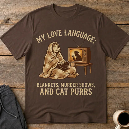 Cozy Murder Show Cat Lover T-Shirt - Dark Chocolate