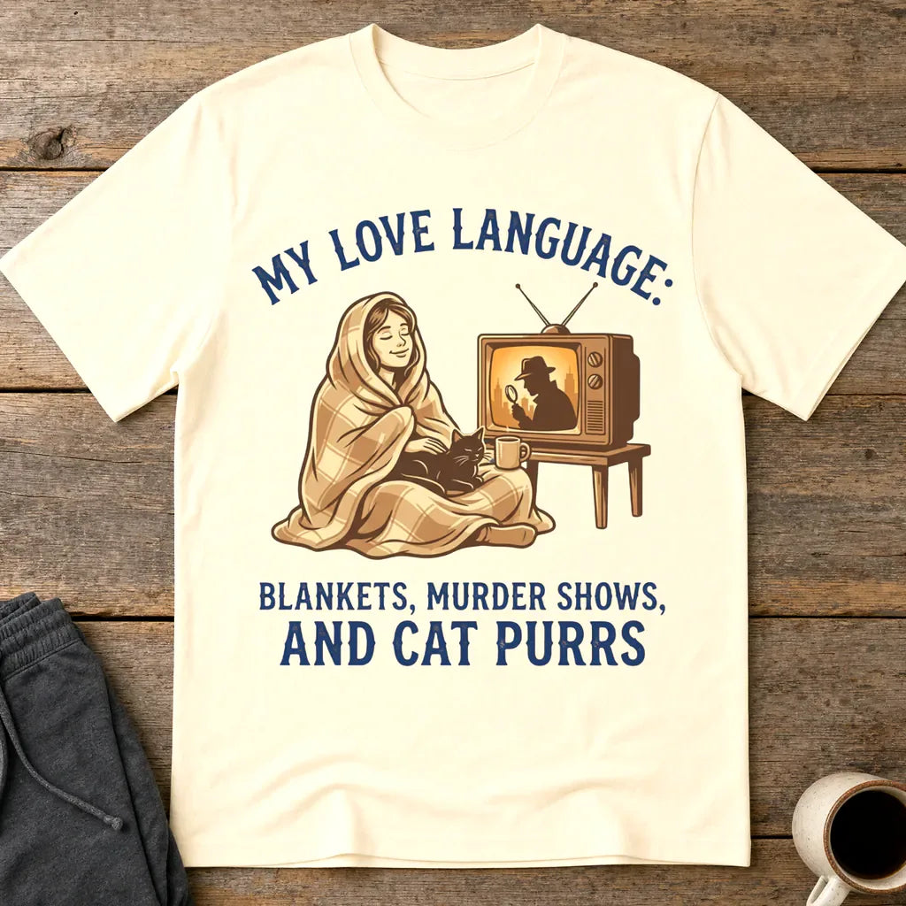 Cozy Murder Show Cat Lover T-Shirt - Natural
