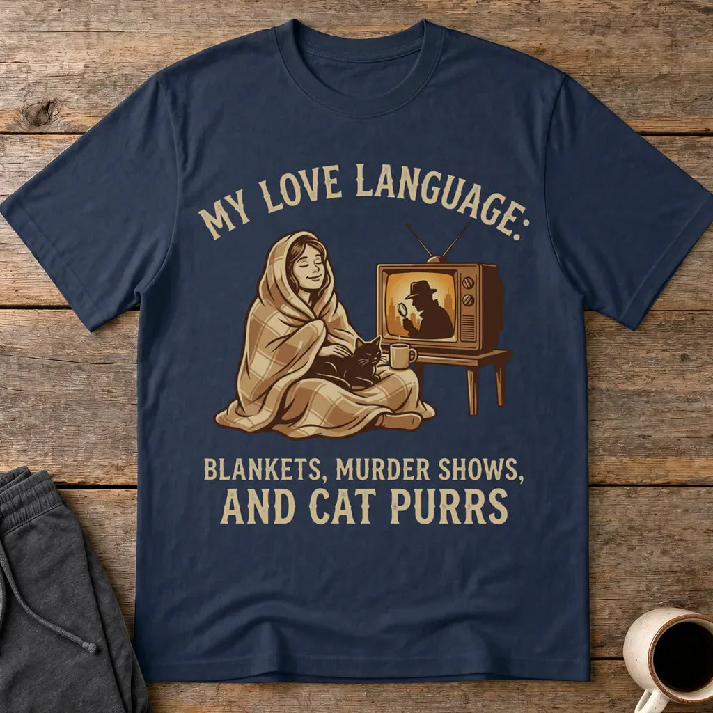 Cozy Murder Show Cat Lover T-Shirt - Navy