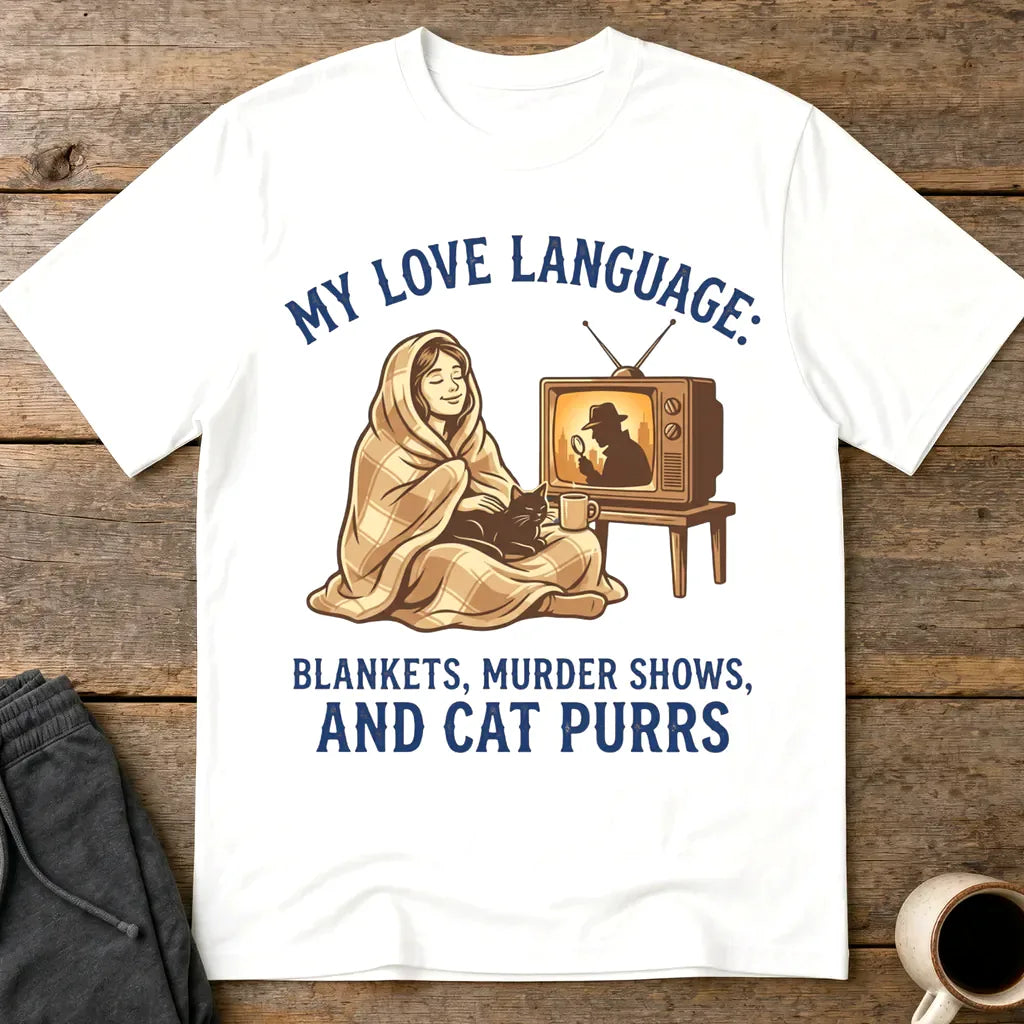 Cozy Murder Show Cat Lover T-Shirt - White