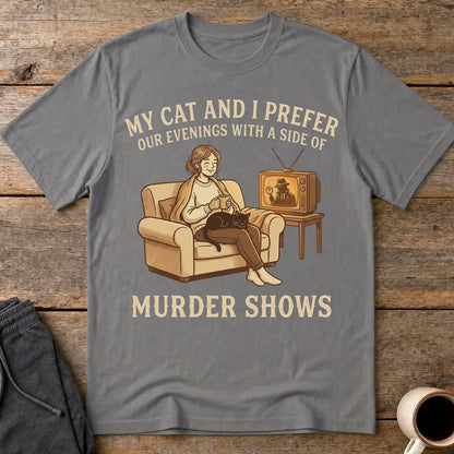 Cozy Murder Show Evenings T-Shirt - Charcoal