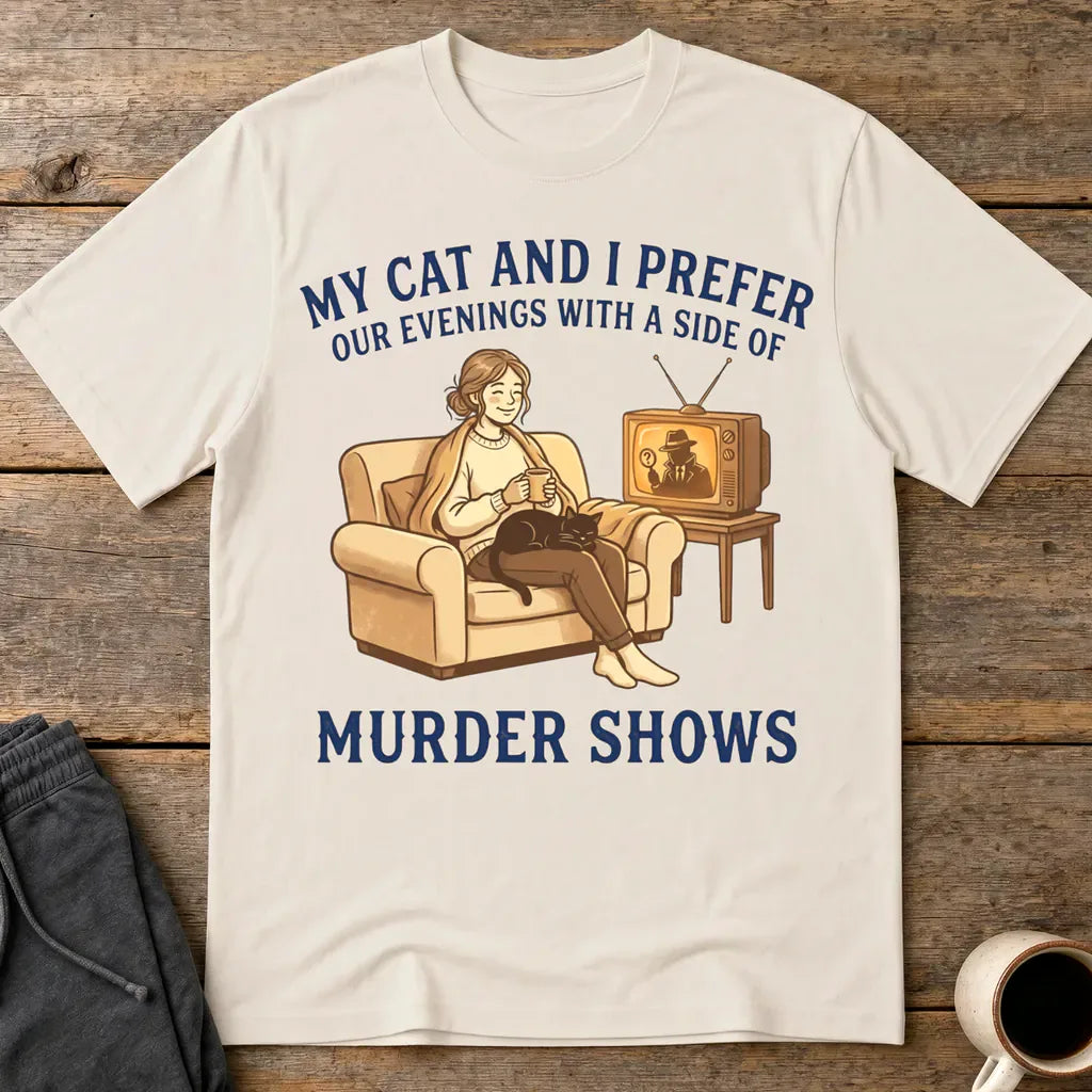 Cozy Murder Show Evenings T-Shirt - Ice Grey