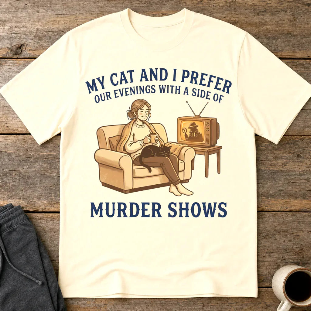 Cozy Murder Show Evenings T-Shirt - Natural