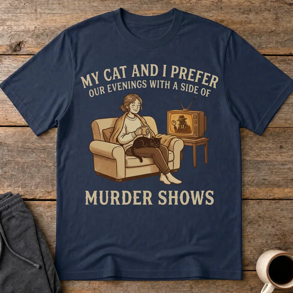 Cozy Murder Show Evenings T-Shirt - Navy