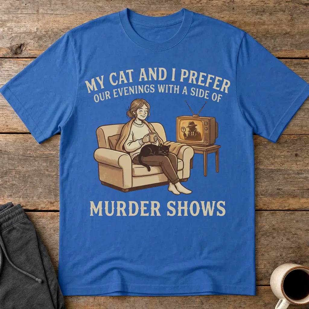 Cozy Murder Show Evenings T-Shirt - Royal