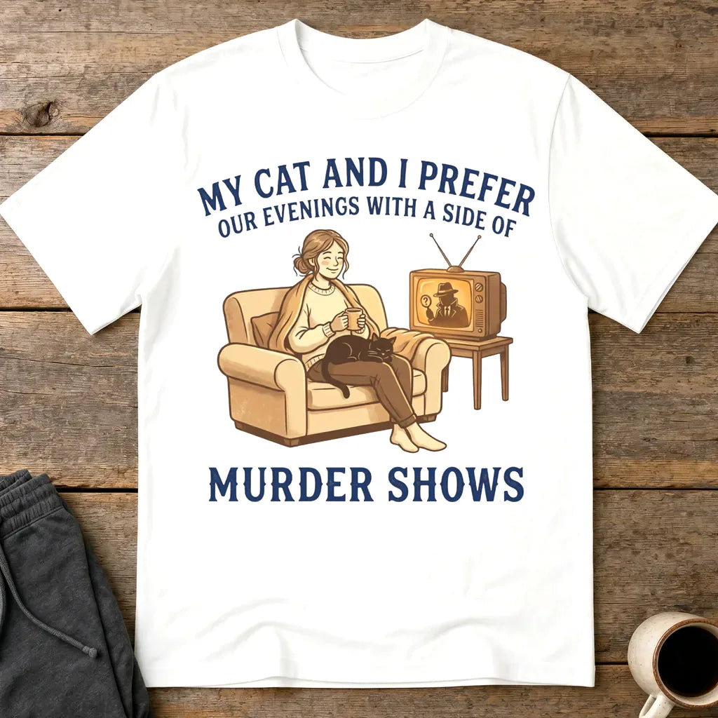 Cozy Murder Show Evenings T-Shirt - White
