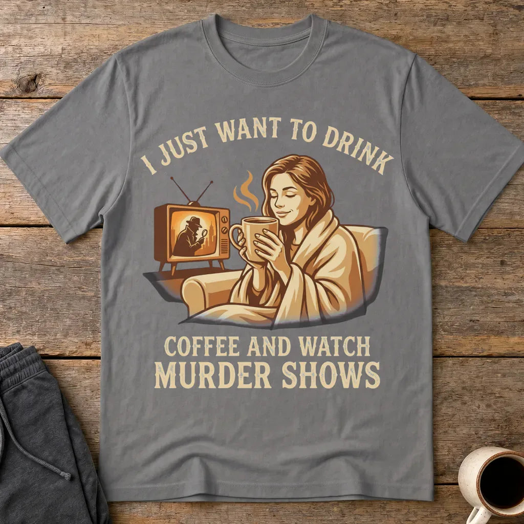 Coffee & Murder Shows Comfort T-Shirt - Charcoal