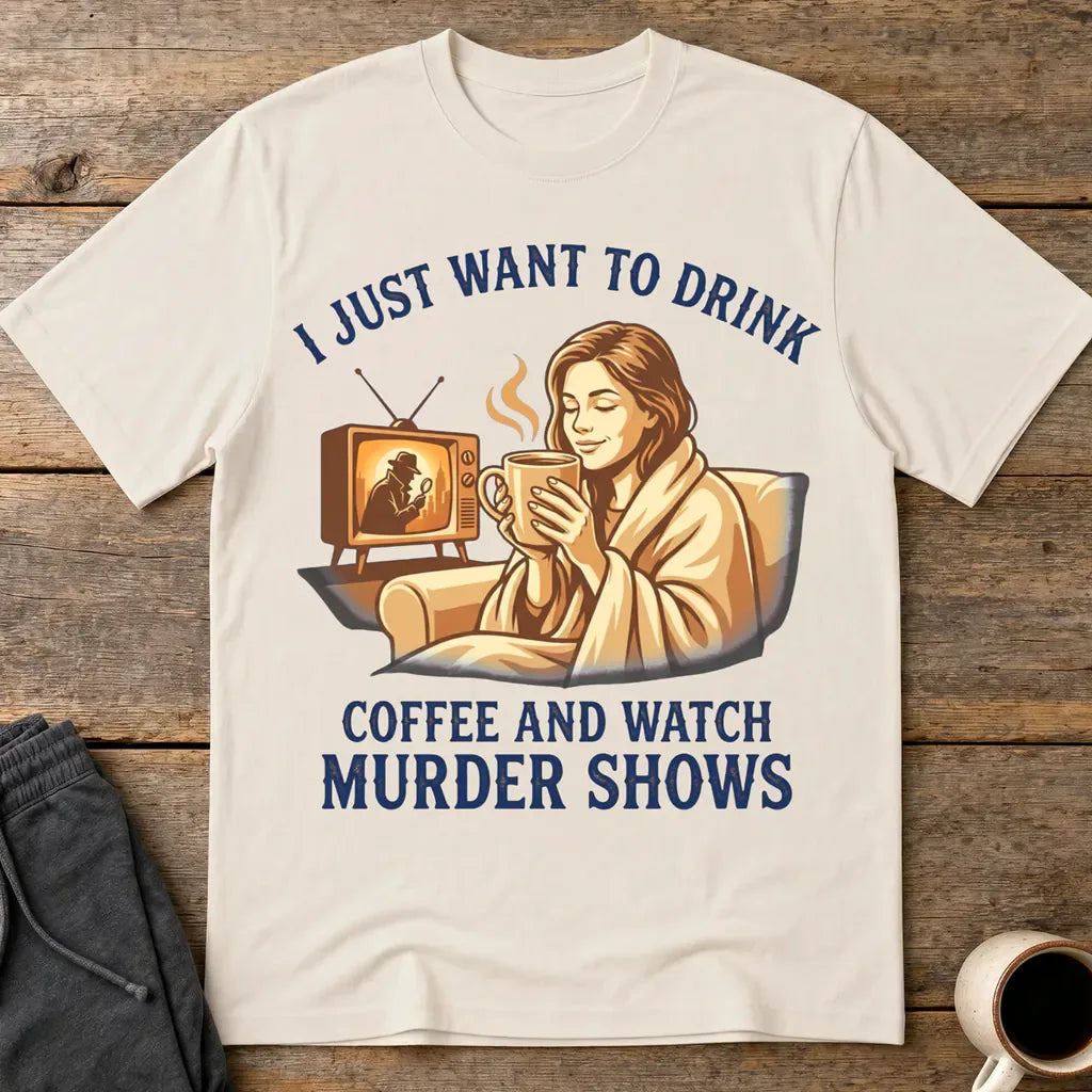 Coffee & Murder Shows Comfort T-Shirt - Ice Grey