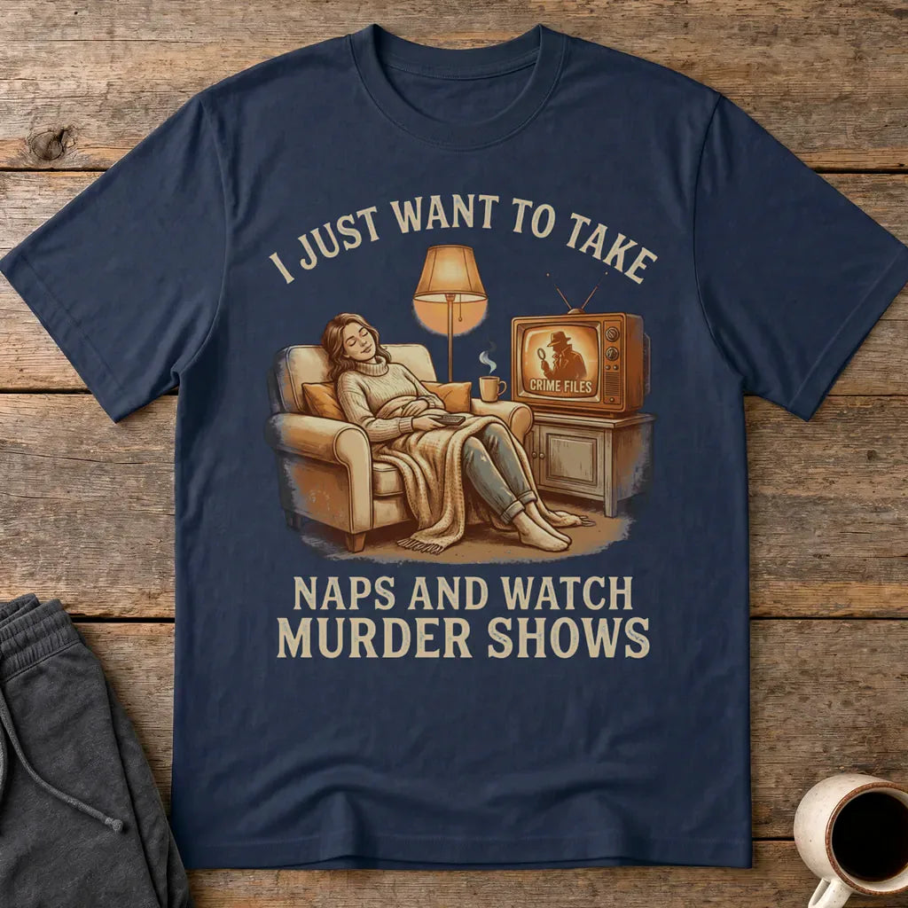Naps and Murder Shows T-Shirt - Navy