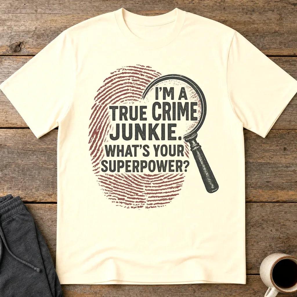 True Crime Junkie Superpower T-Shirt - Natural