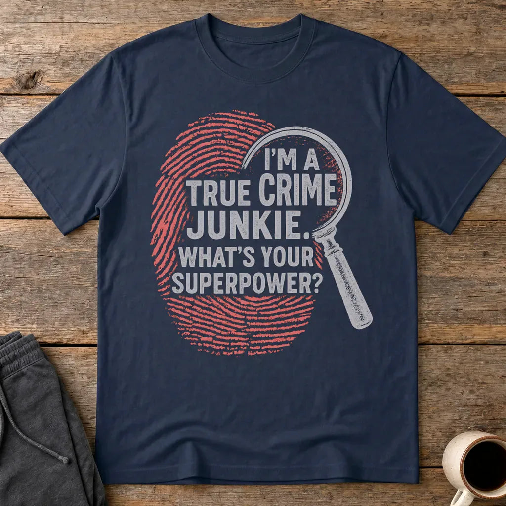 True Crime Junkie Superpower T-Shirt - Navy