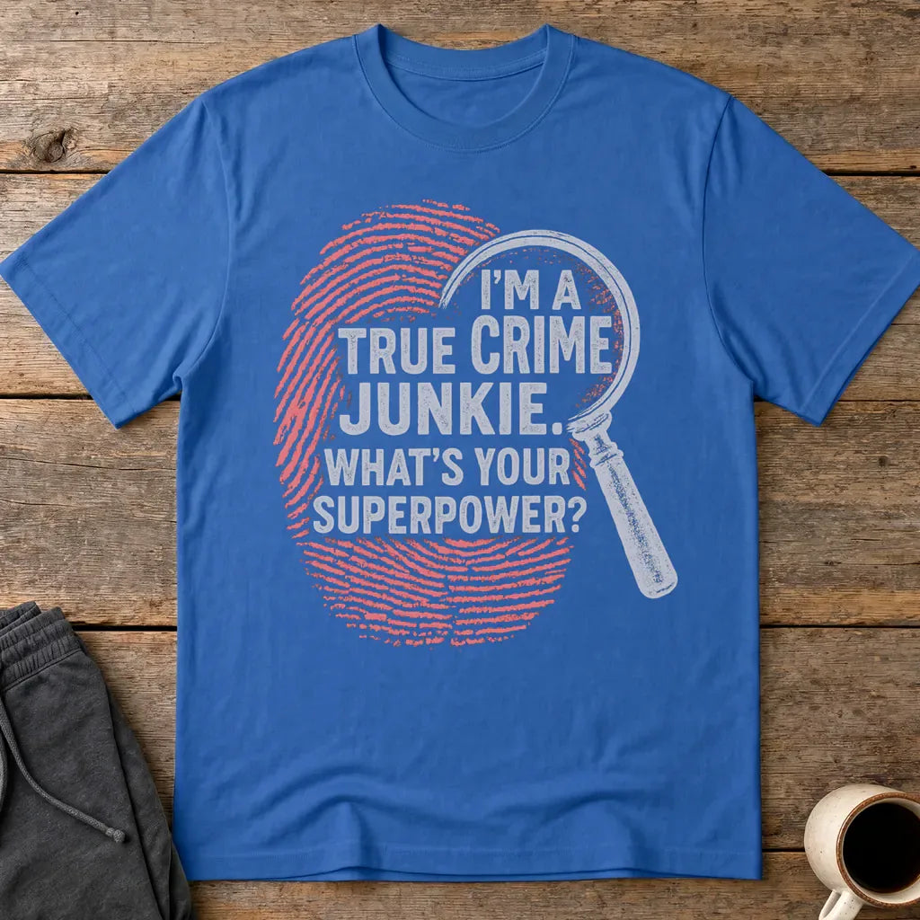 True Crime Junkie Superpower T-Shirt - Royal