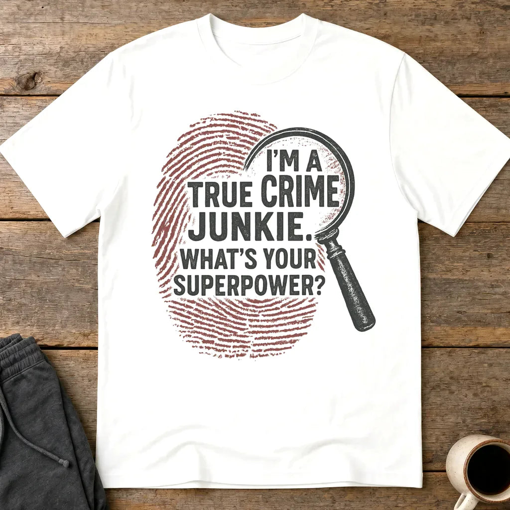 True Crime Junkie Superpower T-Shirt - White