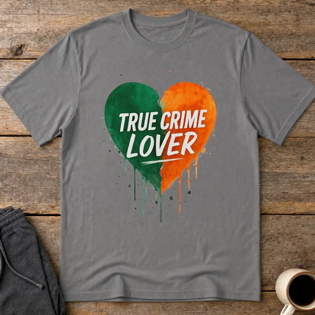 True Crime Lover Heart T-Shirt - Charcoal