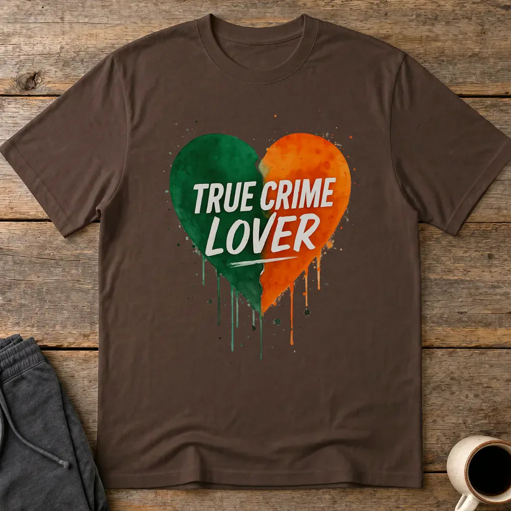 True Crime Lover Heart T-Shirt - Dark Chocolate