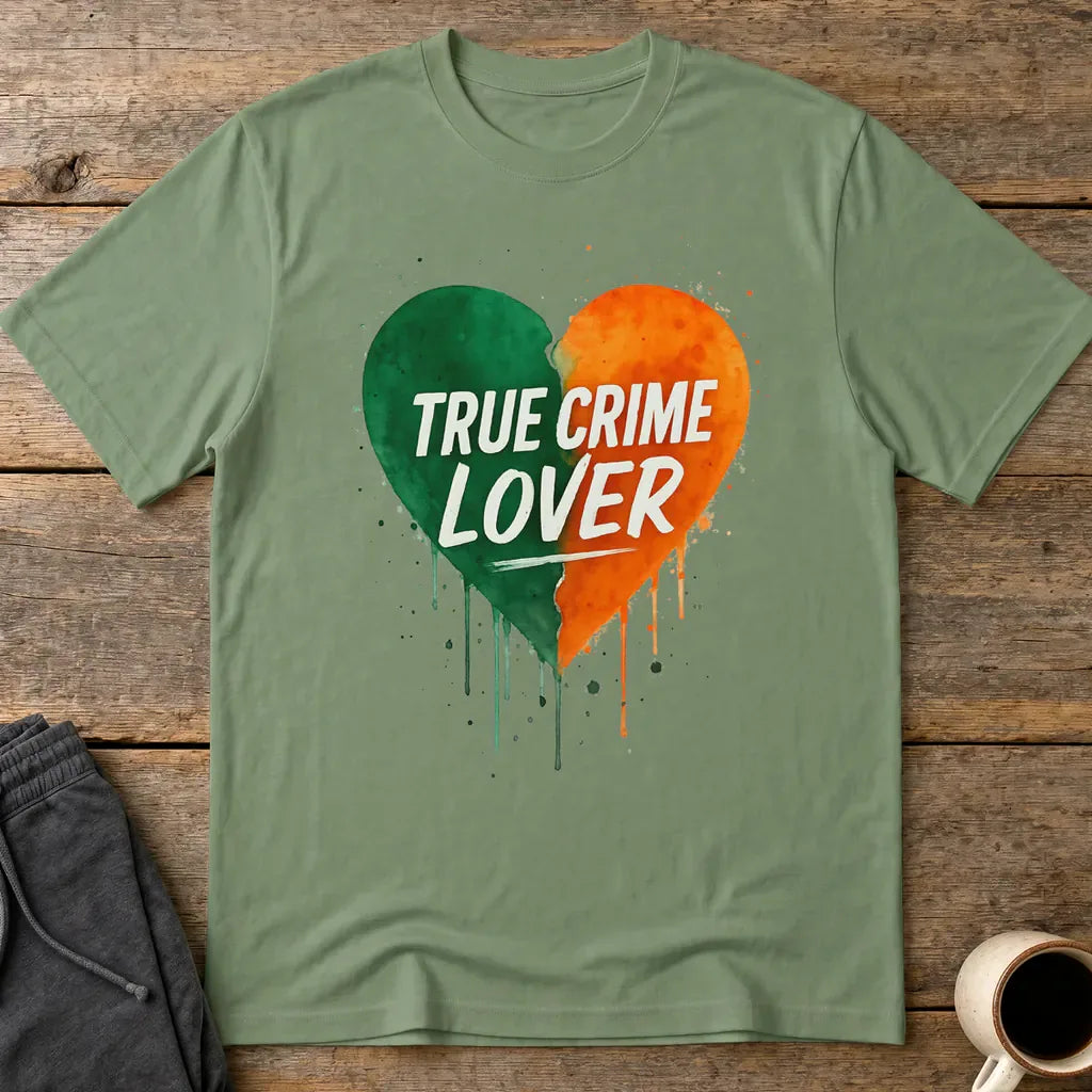 True Crime Lover Heart T-Shirt - Military Green