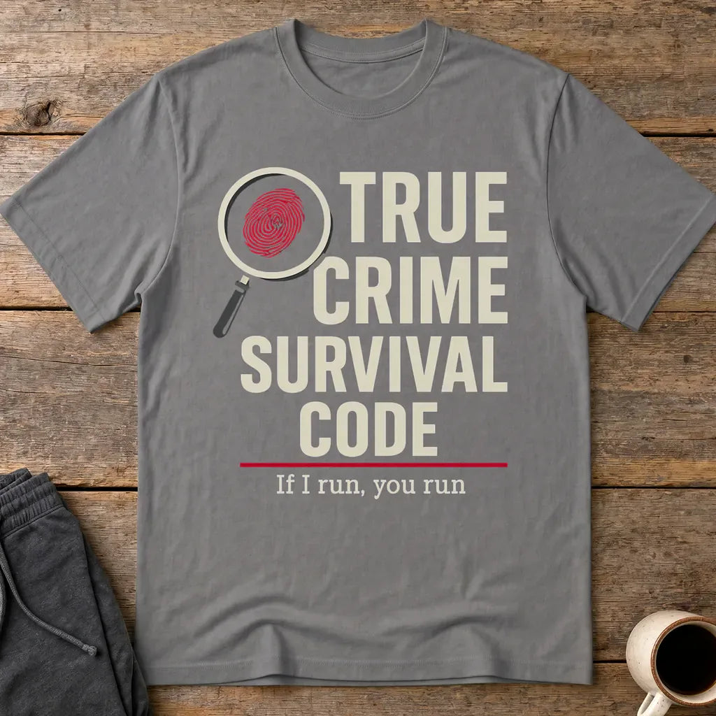 True Crime Survival Code T-Shirt - Charcoal