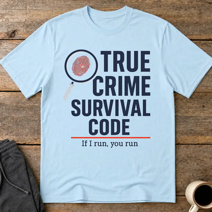 True Crime Survival Code T-Shirt - Light Blue