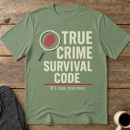 True Crime Survival Code T-Shirt - Military Green