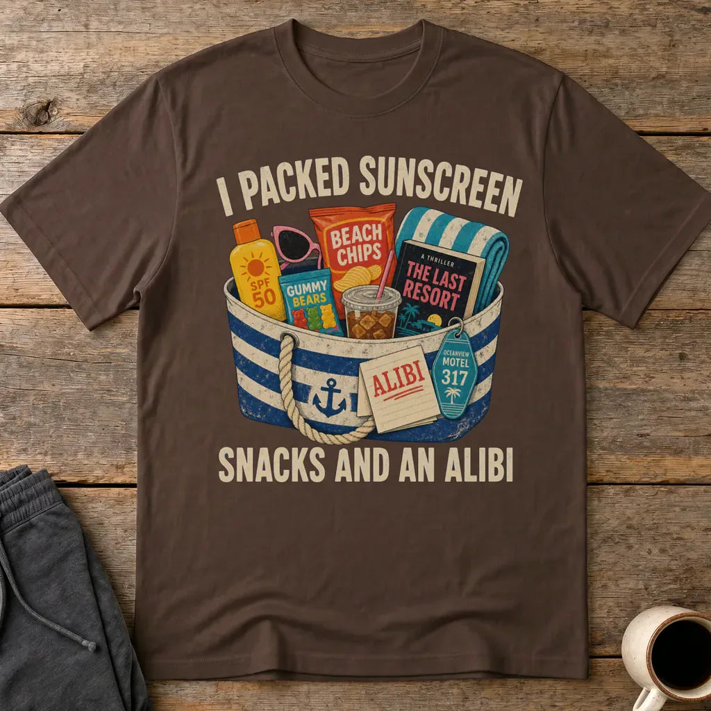 Packed Sunscreen Snacks and an Alibi T-Shirt - Dark Chocolate