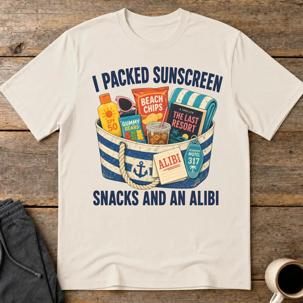 Packed Sunscreen Snacks and an Alibi T-Shirt - Ice Grey