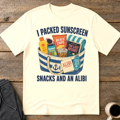 Packed Sunscreen Snacks and an Alibi T-Shirt - Natural