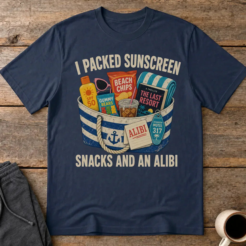 Packed Sunscreen Snacks and an Alibi T-Shirt - Navy
